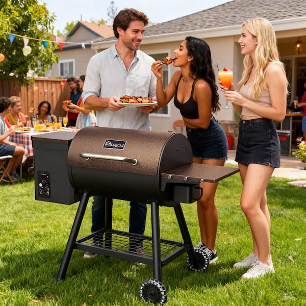 456 sq. in. Wood Pellet Grill and Smoker BBQ with PID Auto Temperature Control in Bronze