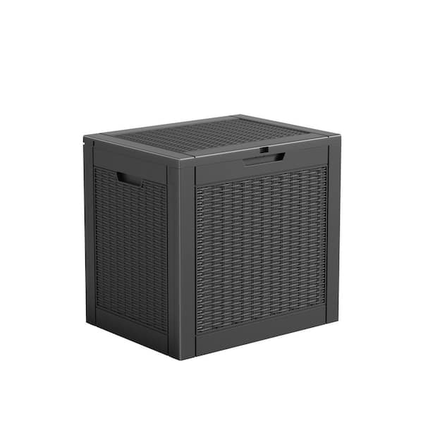 22 in. W x 17 in. D x 21 in. H Rattan Wicker Outdoor Storage Cabinet 31 Gal. Lockable Deck Box Storage Bin