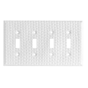 White 4-Gang 4-Toggle Wall Plate (1-Pack)