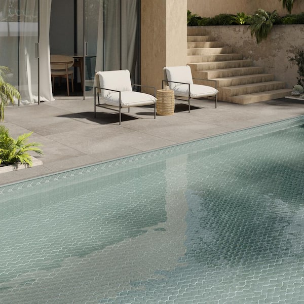 Waterhouse Green 12.55 in. x 13.18 in. Matte Glass Wall Fishscale Mosaic Tile (1.14 sq. ft./Each)