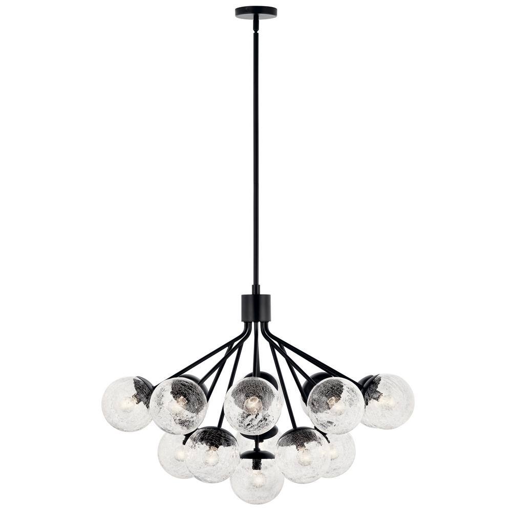 Black Sputnik 16-Light Chandelier with Clear Crackle Glass