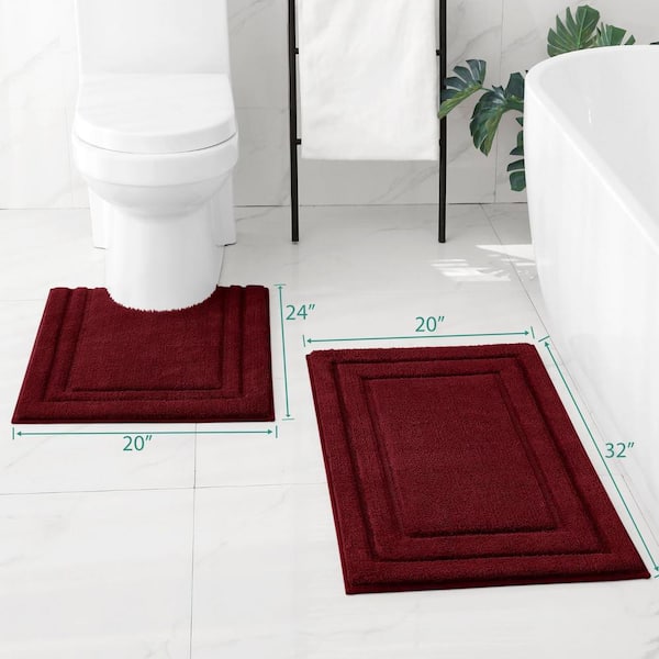 Elegant Red Set of 2 Bathroom Carpet Mat Set, orders Closet Set