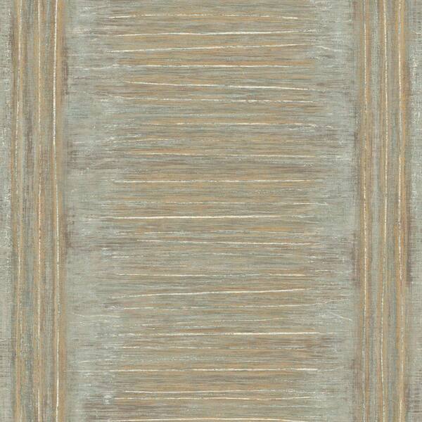 The Wallpaper Company 56 sq. ft. Grey and Metallic Gold Large Natural Stripe with a Modern Twist Wallpaper