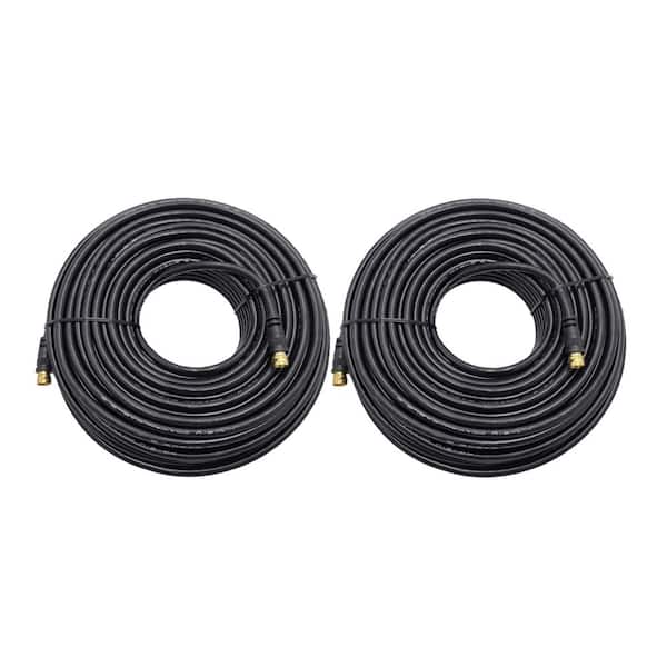 100 ft. (18AWG) RG-6 F-Type Shielded Coaxial Cable-Black 2-Pack