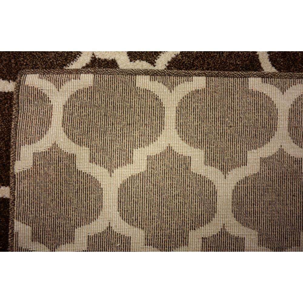 Chocolate Brown & Beige Trellis Reversible Washable Rug