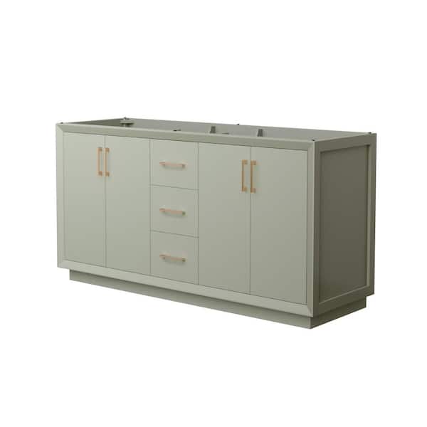 Wyndham Collection Strada 65.25 in. W x 21.75 in. D x 34.25 in. H Double Bath Vanity Cabinet without Top in Light Green