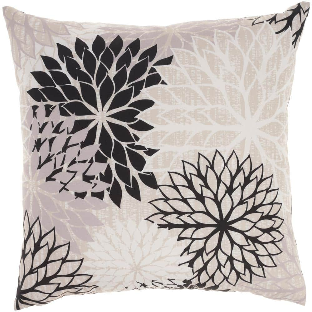 Black and outlet white floral pillow