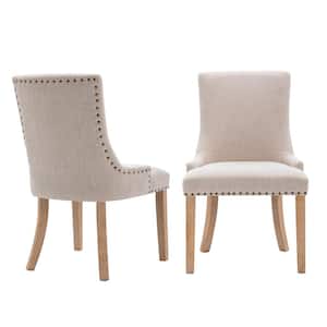 Beige Fabric Dining Side Chairs (Set of 2)