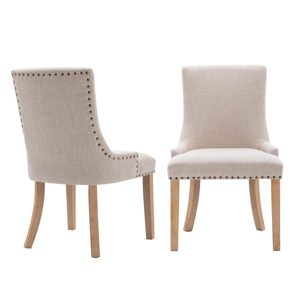 Wateday Beige Fabric Dining Side Chairs (Set of 2)