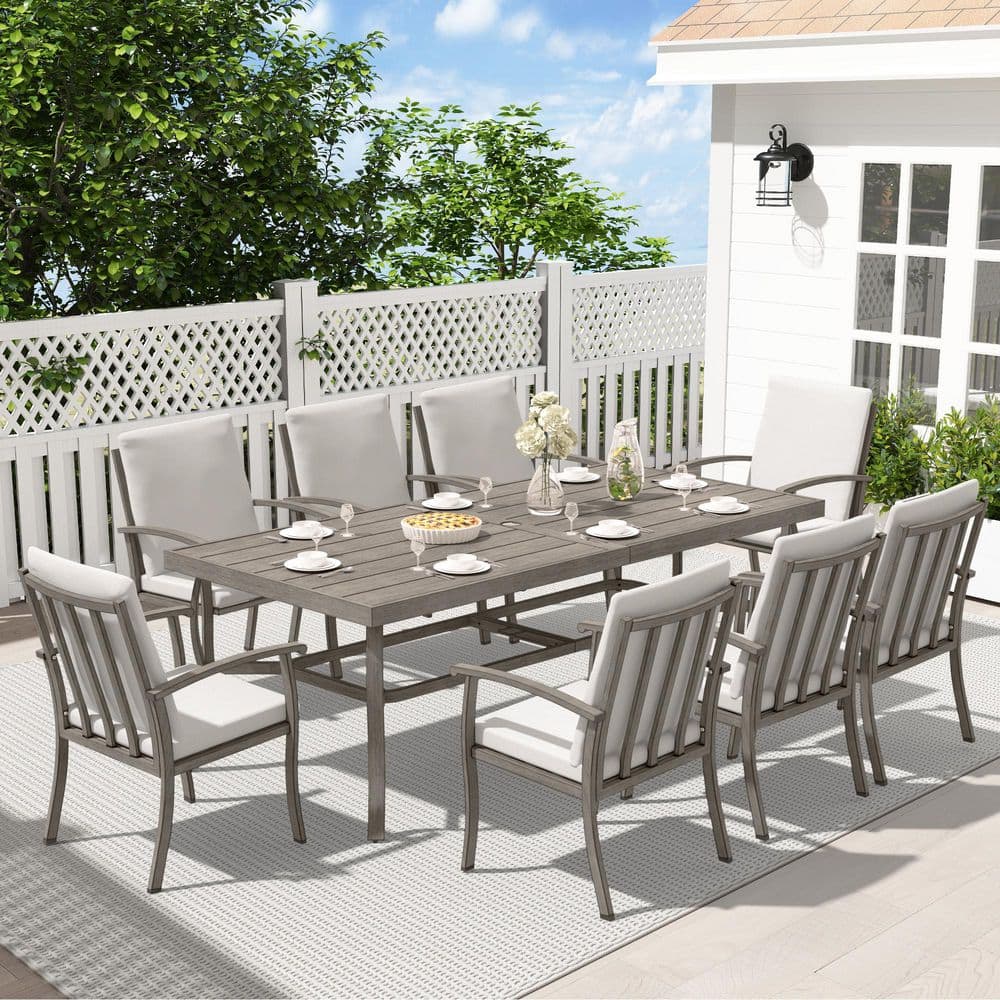 EGEIROSLIFE AluLux 9-Piece Aluminum Outdoor Dining Set with