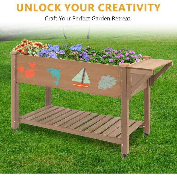 55.5 in. x 24 in. x 32 in. Brown Rectangular Raised Garden Bed