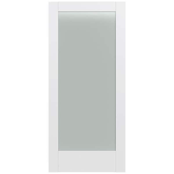 JELD-WEN 36 in. x 80 in. No Panel MODA Primed PMT1011 Solid Core Wood Interior Door Slab w/Translucent Glass