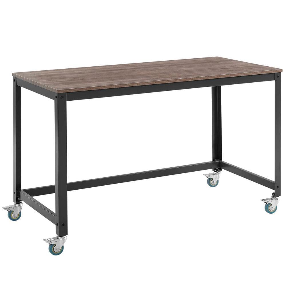 Gray Wood Office Desk with Drawer and Filing Cabinet