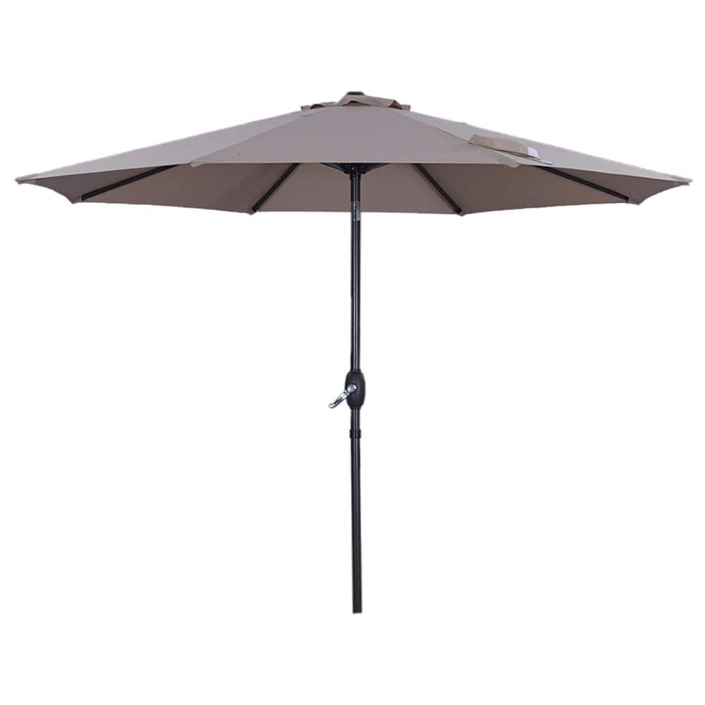 9 ft. Round Patio Market Umbrella with Water Resistant Push Button Tilt in 