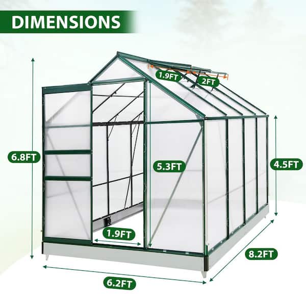 COOS BAY 6 ft. x 8 ft. x 7 ft. Outdoor Walk-In Greenhouse PC