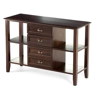 Burlington Solid Wood 44 in. Wide Transitional Console Sofa Table in Mahogany Brown