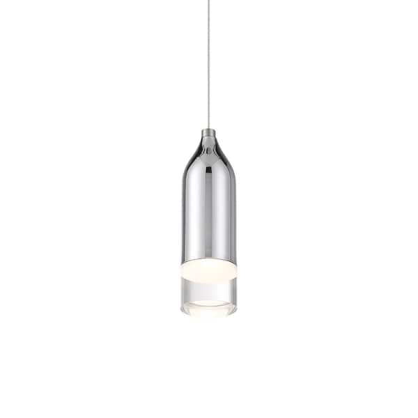 WAC Lighting Action 75-Watt Equivalent Integrated LED Chrome Mini Pendant with Acrylic Shade