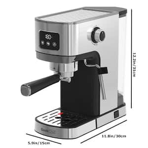 2-Cup Stainless Steel Espresso Machine with ESE POD Filter,Milk Frother Steam Wand,Accurate Temperature & Time Control