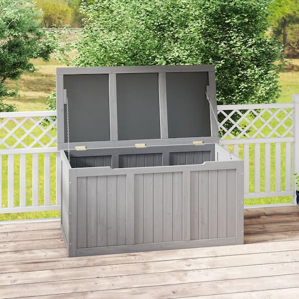 45 in. W x 22 in. D x 22 in. H Gray Solid Wood Outdoor Storage Cabinet