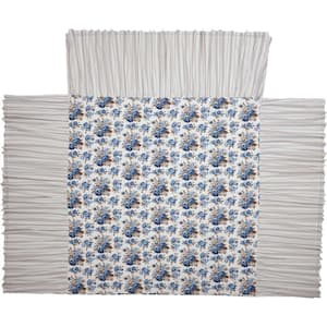 Annie Blue Floral Ruffled King Cotton Coverlet