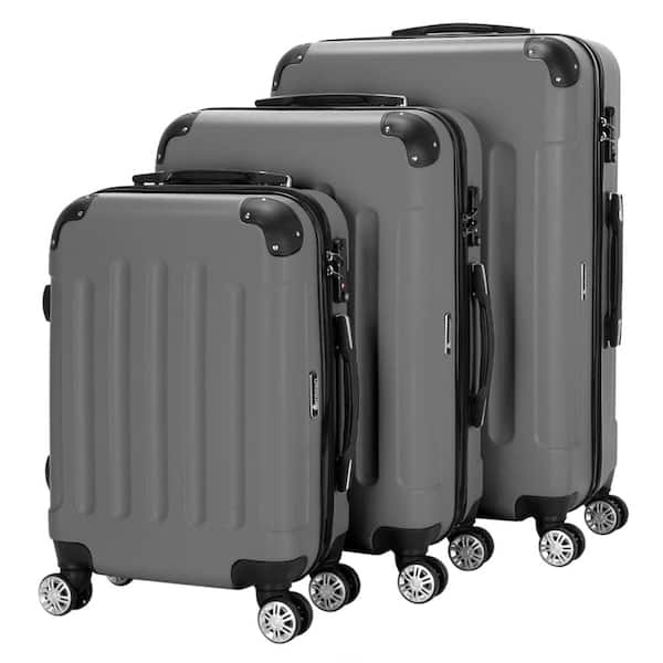 Karl home 3 Piece Dark Gray Large Traveling Spinner Luggage Set 533653102703 The Home Depot