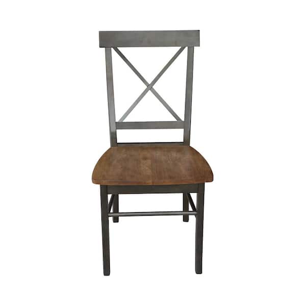 International Concepts Alexa Hickory/Coal Wood X-Back Dining Chair