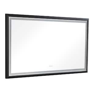 72 in. W x 36 in. H Large Rectangular Aluminium Framed LED Dimmable Wall Bathroom Vanity Mirror in Silver