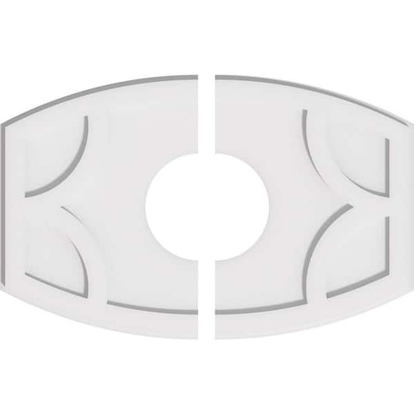 Ekena Millwork 26 in. W x 17-3/8 in. H x 7 in. ID x 1 in. P Kailey Architectural Grade PVC Contemporary Ceiling Medallion (2-Piece)