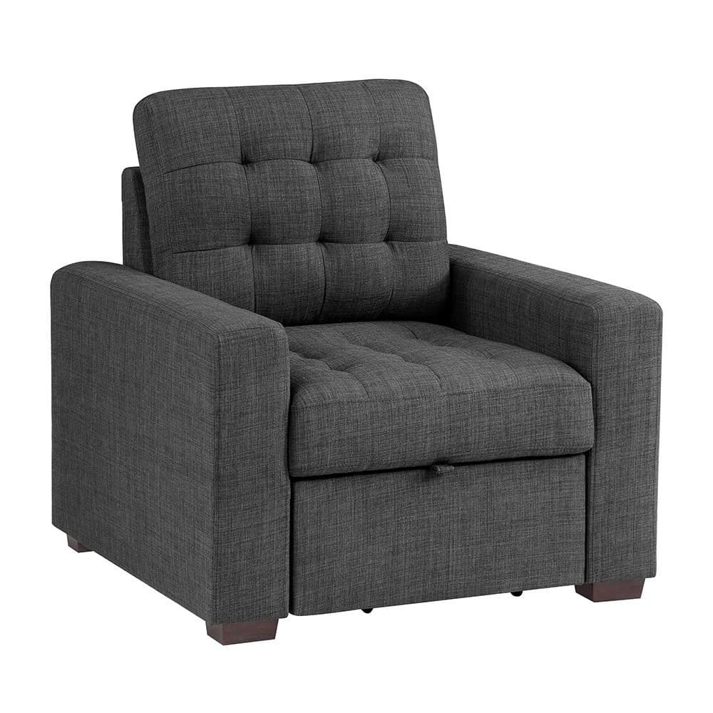 Fairborn Dark Gray Textured Fabric Chair with Pull-out Ottoman price history on PriceWatchPro