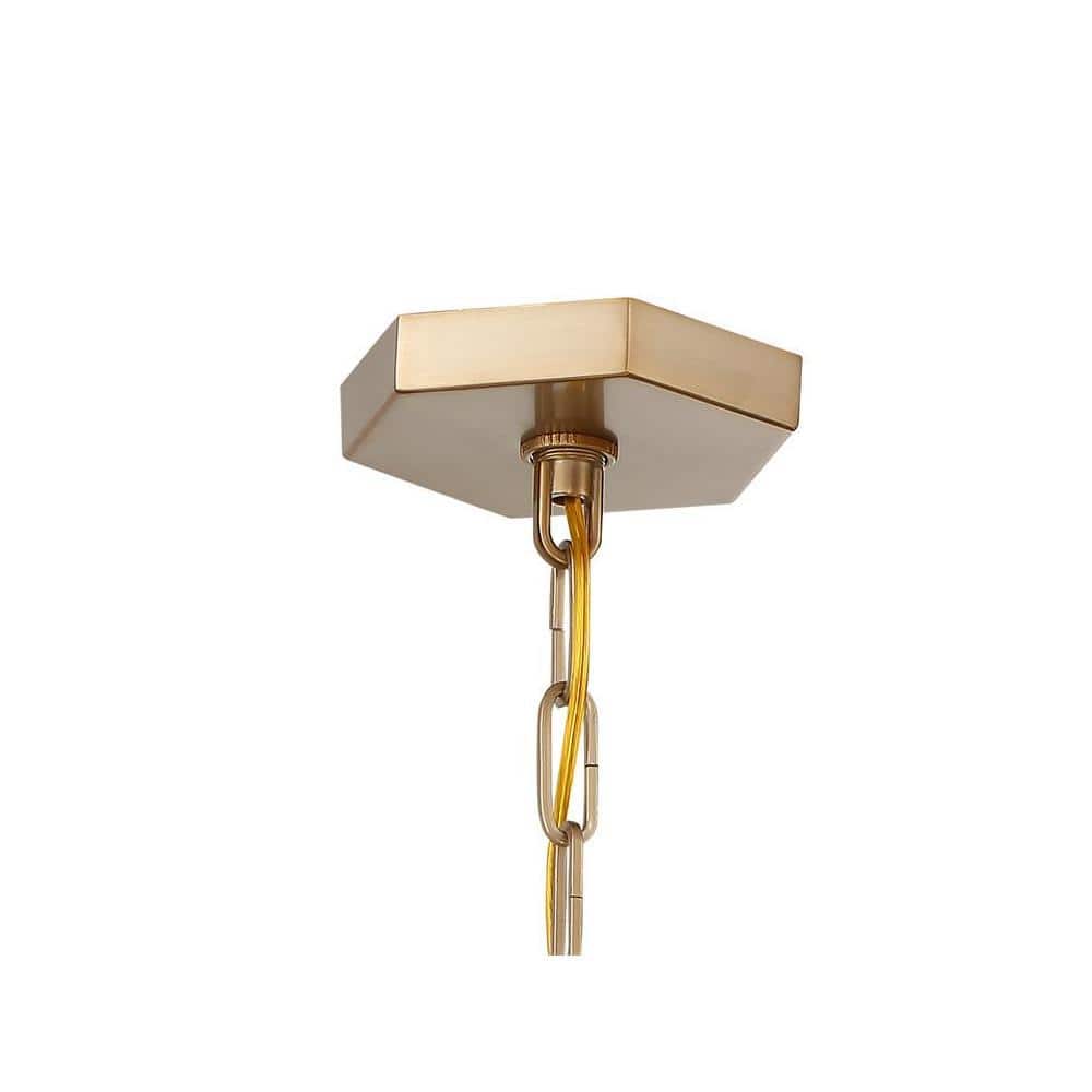 Vibrant Gold 6-Light Drum Chandelier with Glass Panels
