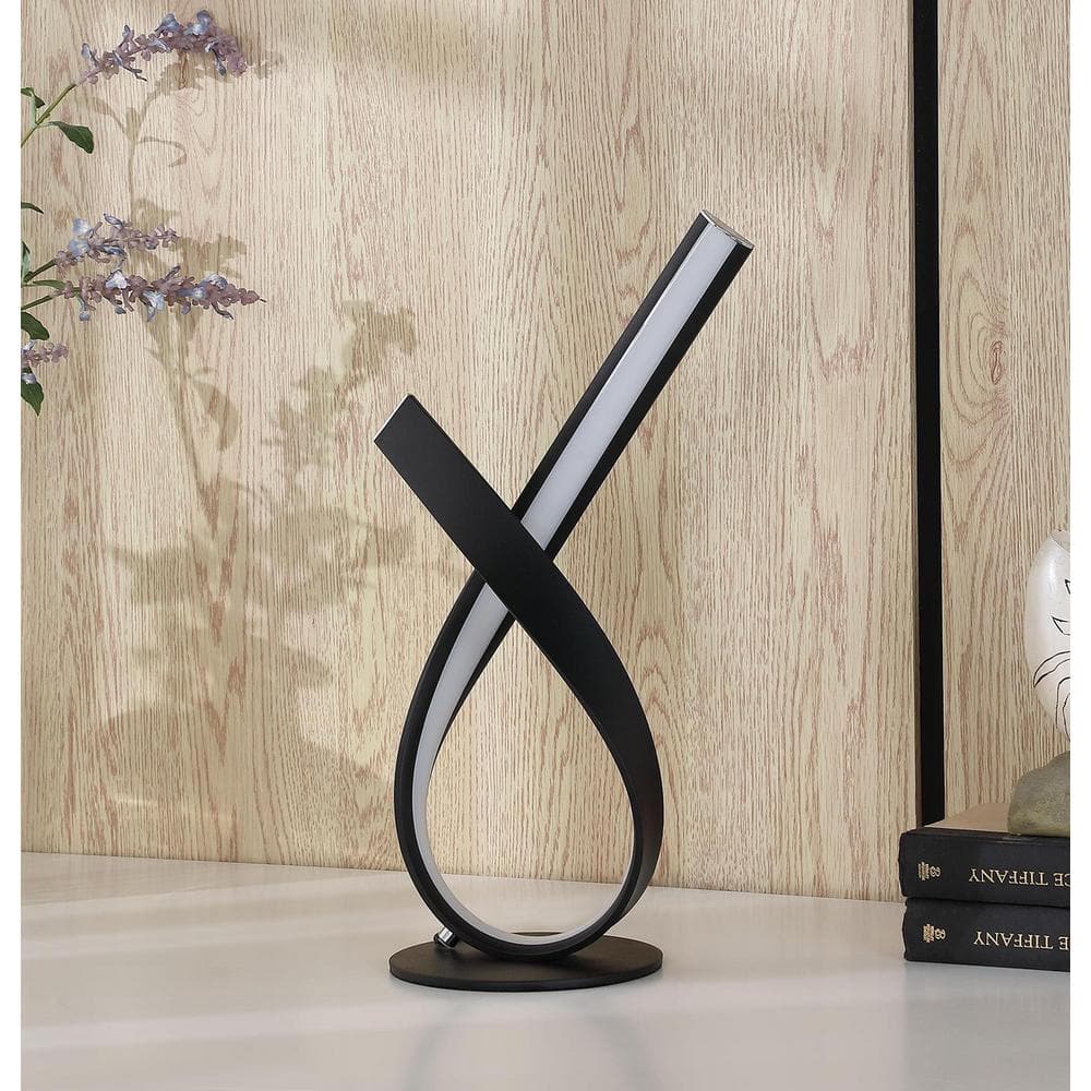 17" Black Metal Abstract Ribbon Bow LED Table Lamp