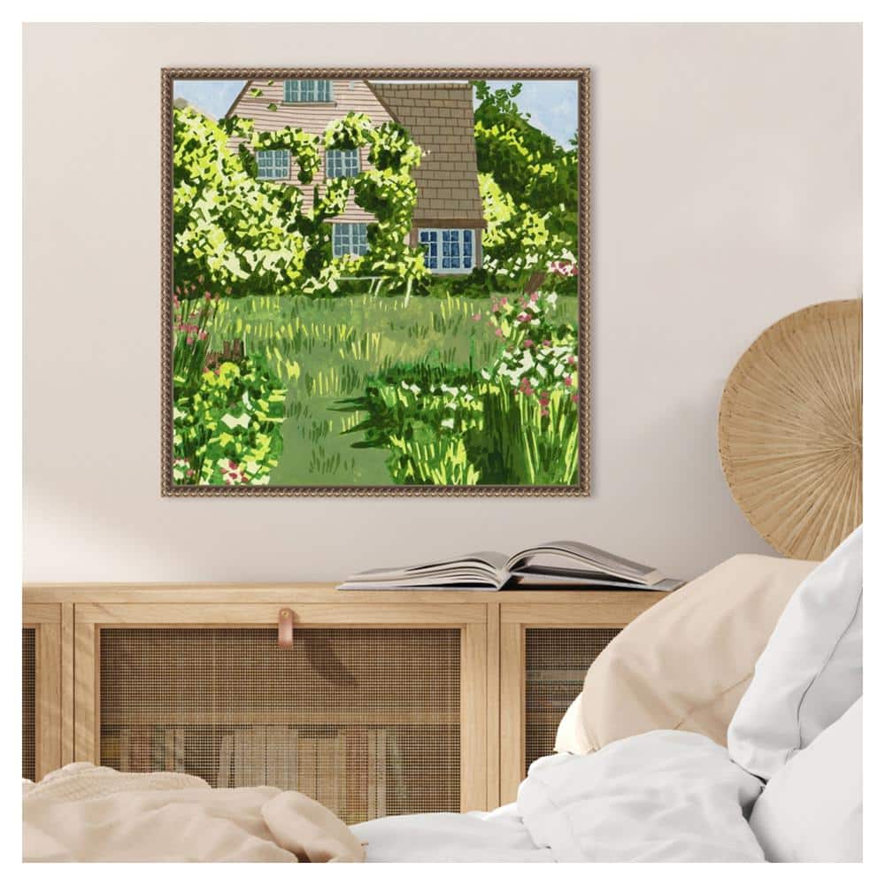 Melissa Wang Green Cottage Garden Canvas Print with Bronze Frame