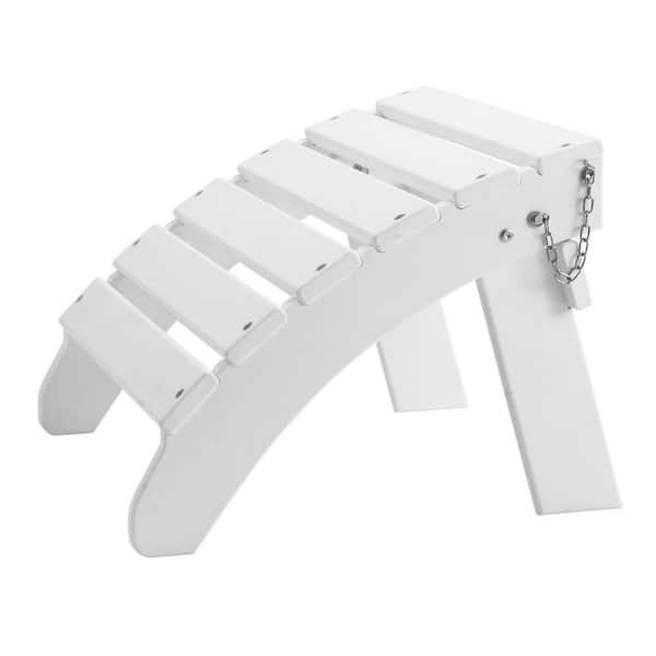 17. 7L x 19. 7W x 13. 8H In. HDPE Folding Adirondack Ottoman, Weather-Resistant Foot Rest for Adirondack Chair, White