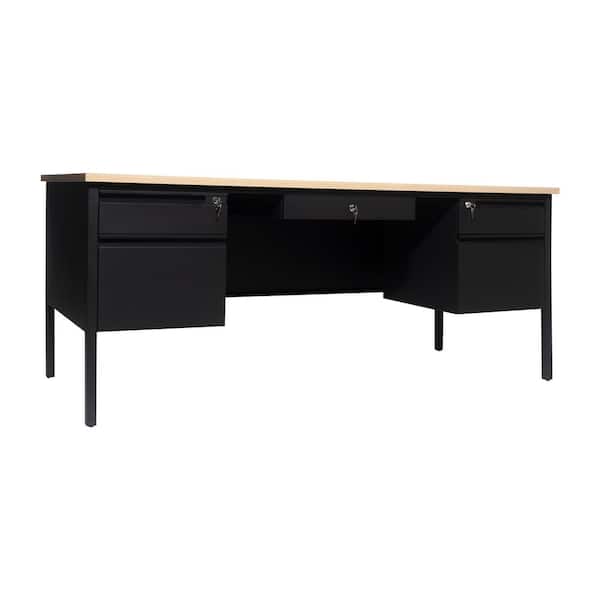 Carnegy Avenue 70 in. Rectangle White Oak Engineered Wood 6-Drawers Teacher Desk