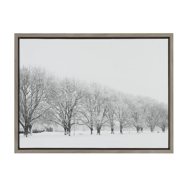 Kate and Laurel Sylvie A Snow Day by Laura Evans Framed Canvas Nature Art Print 18 in. x 24 in .