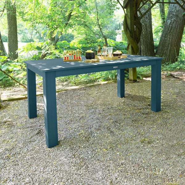 Highwood Nantucket Blue Rectangular Recycled Plastic Outdoor Balcony Height Dining Table