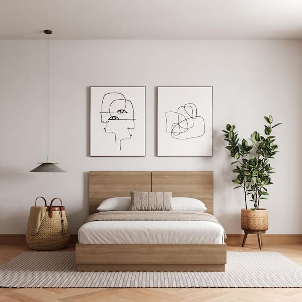 Nexera Milano Brown Oak Frame King Size Platform Bed with