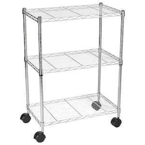 Chrome 3-Tier Rolling Metal Storage Shelving Unit (23.2 in. W x 32.8 in. H x 13.4 in. D)