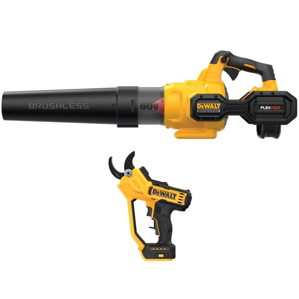 DEWALT FLEXVOLT 60V MAX 125 MPH 600 CFM Brushless Cordless Battery Powered Blower and 20V MAX Pruner w/ 3 Ah Battery & Charger (DCBL772X1WS623B)
