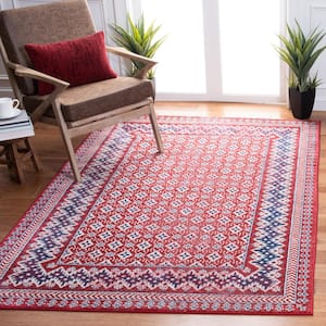 Brentwood Red/Ivory 5 ft. x 8 ft. Multi-Border Geometric Area Rug