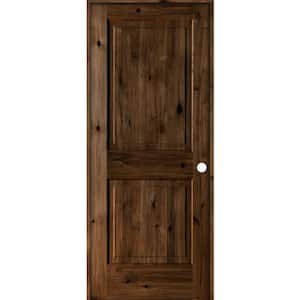 30 in. x 80 in. Rustic Knotty Alder Wood 2-Panel Left-Hand/Inswing Provincial Stain Single Prehung Interior Door