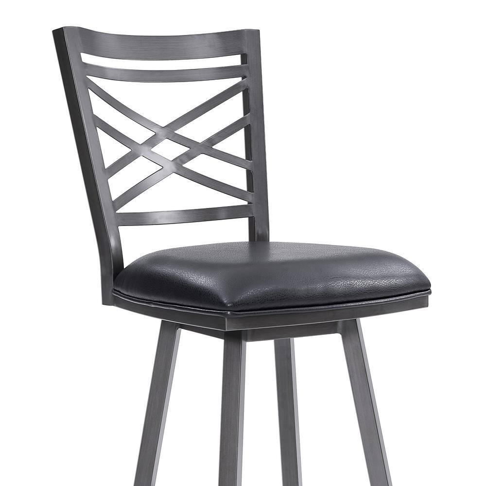 Fargo 32" Swivel Barstool in Mineral Finish with Black Faux Leather