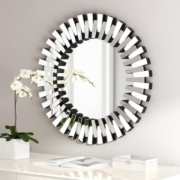 KOHROS 31.5 in. W x 31.5 in. H Round Silver Framed Decorative Wall Mirror