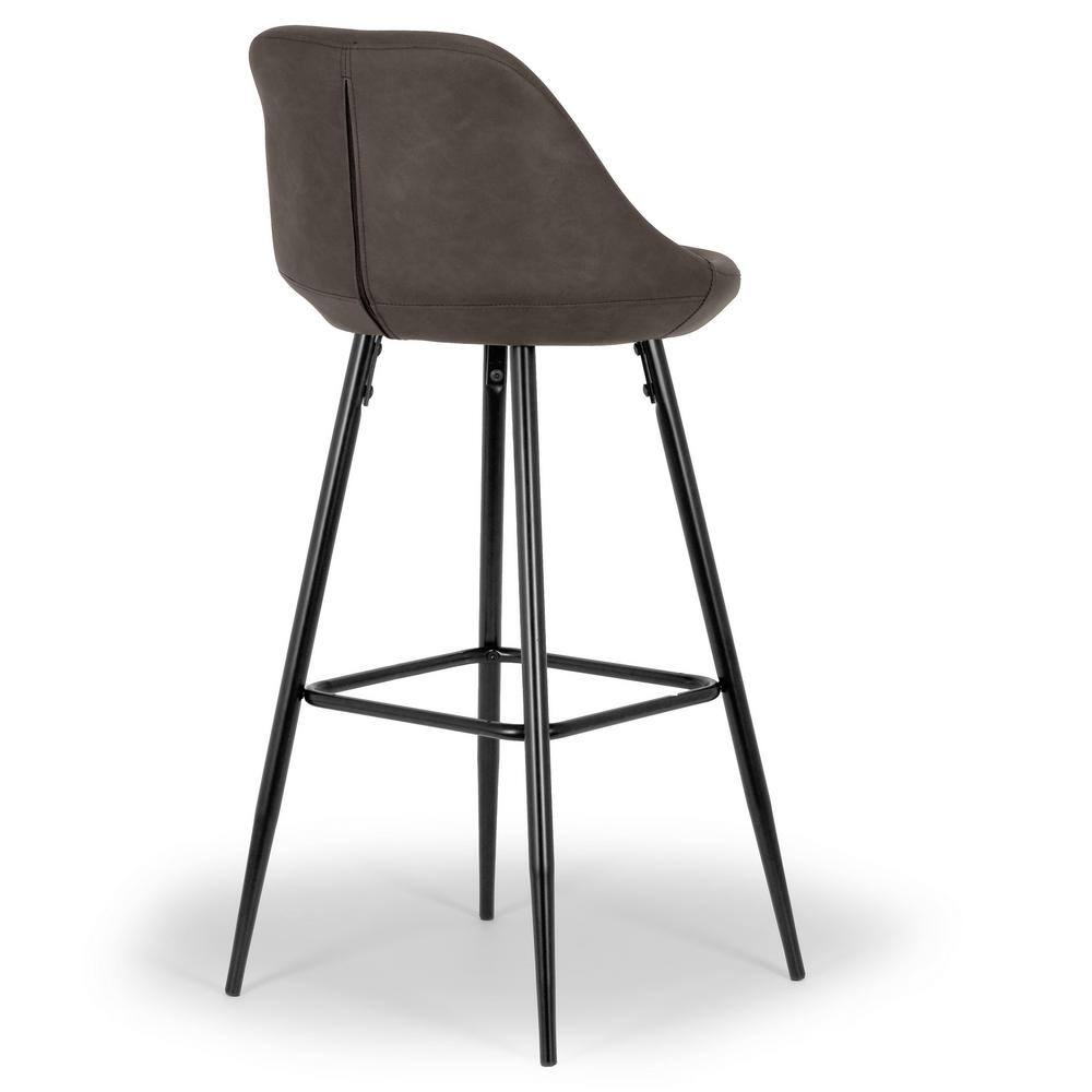 Modern Matte Brown Faux Leather 30'' Counter Stool with Metal Frame (Set of 2)