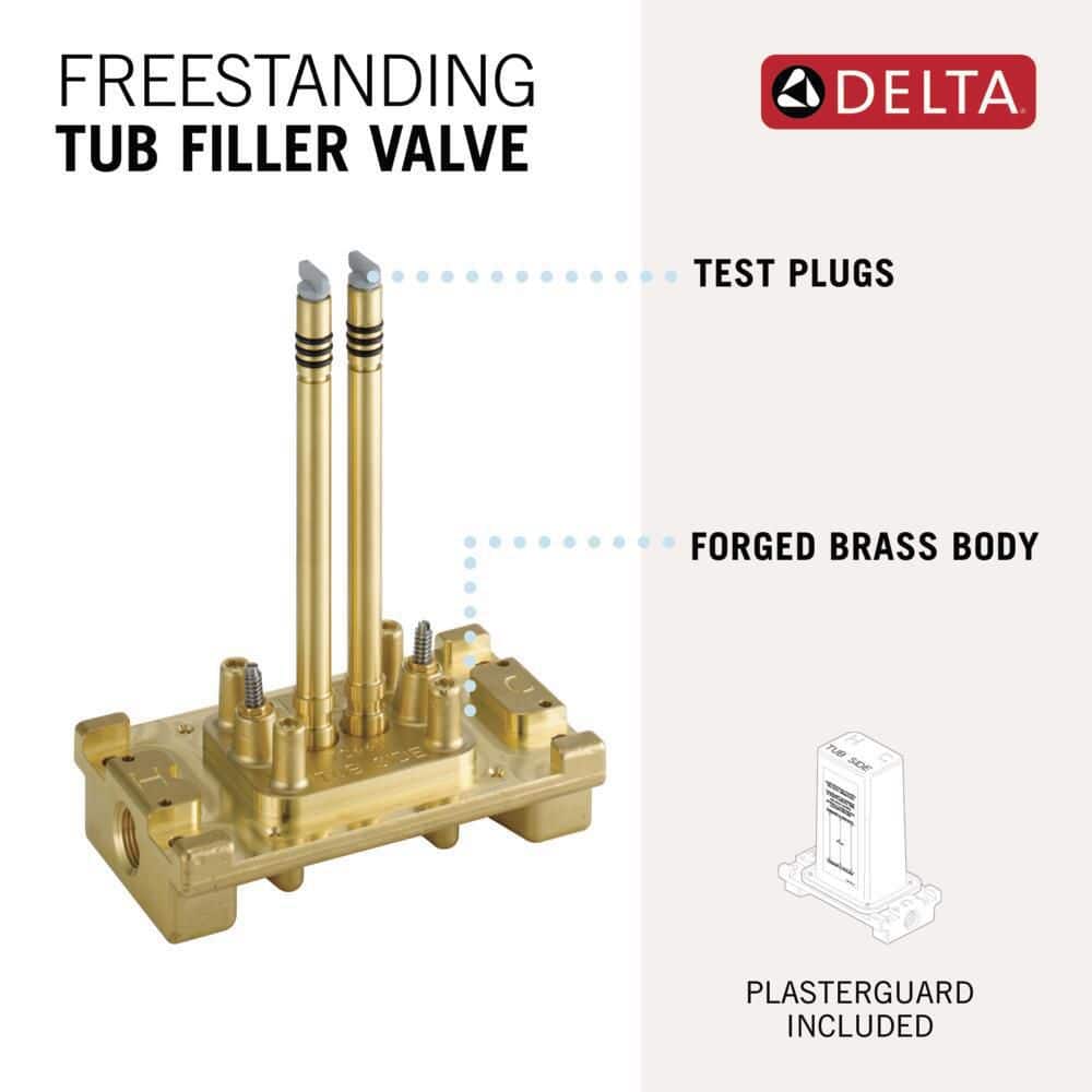 Gold Brass Floor Mount Tub Filler Rough-In Valve