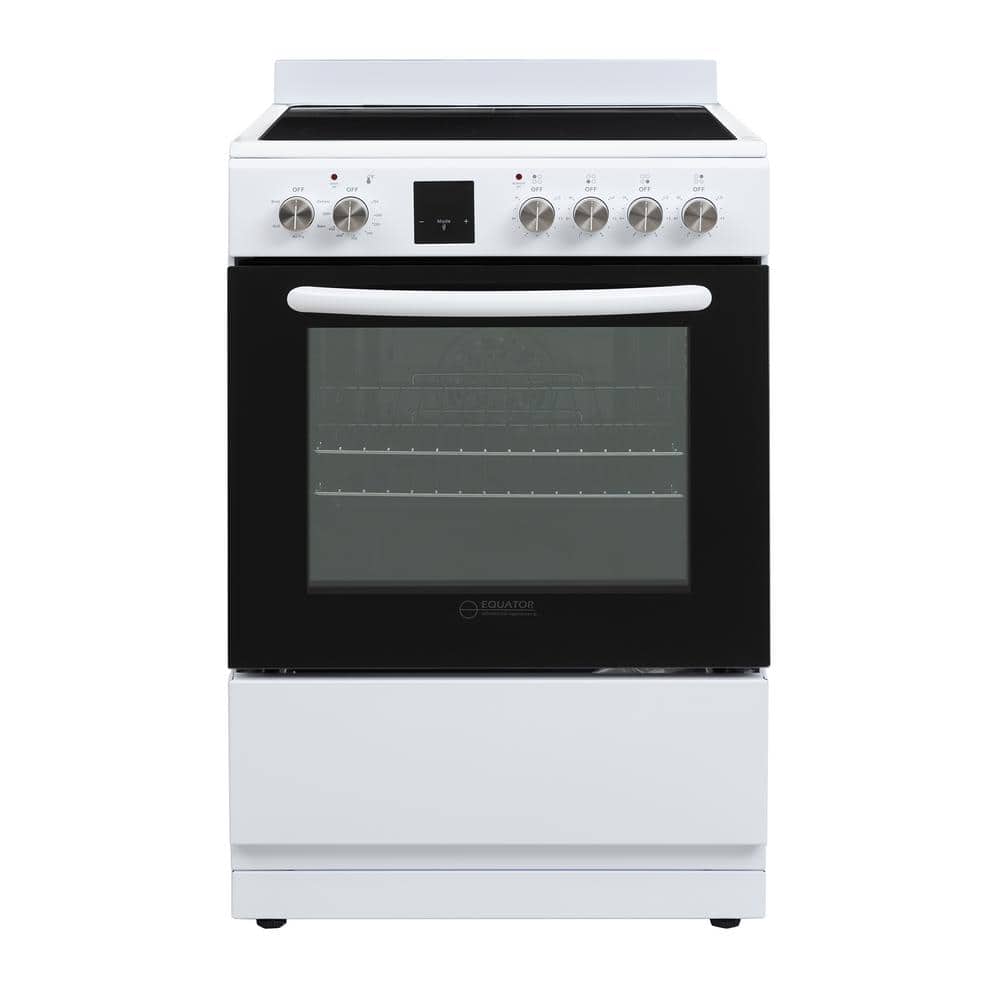 24 in. Electric Cooking Range Freestanding 4-Ceramic Burner Convection Oven