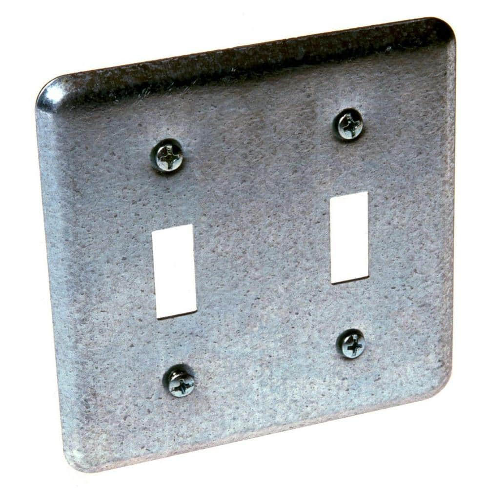 UPC 050169008713 product image for 4 in. W Steel Gray 2-Gang 2-Device Toggle Switch Wall Plate, 1-Pack | upcitemdb.com