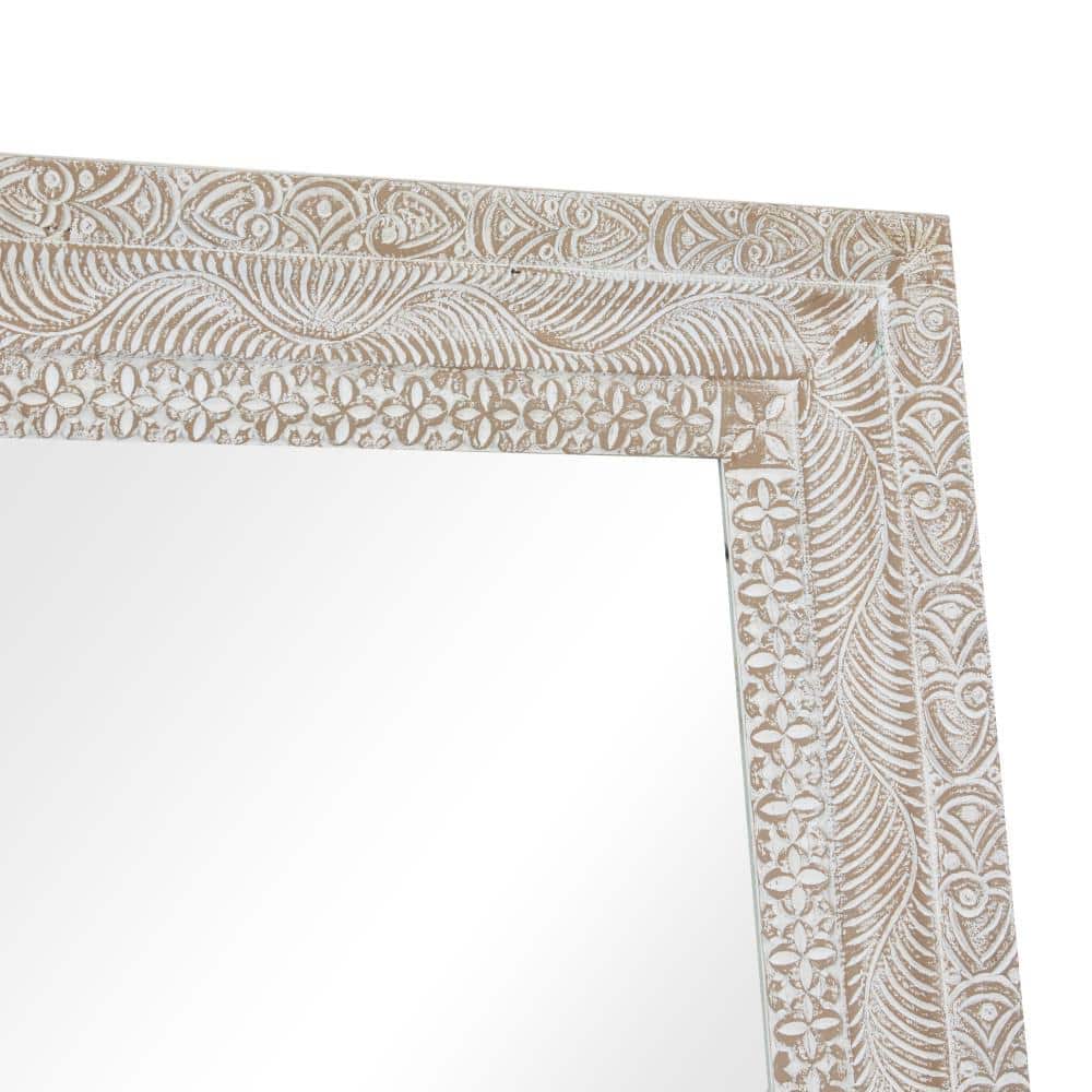 Elegant Traditional 71'' Full-Length Brown Wood Framed Mirror