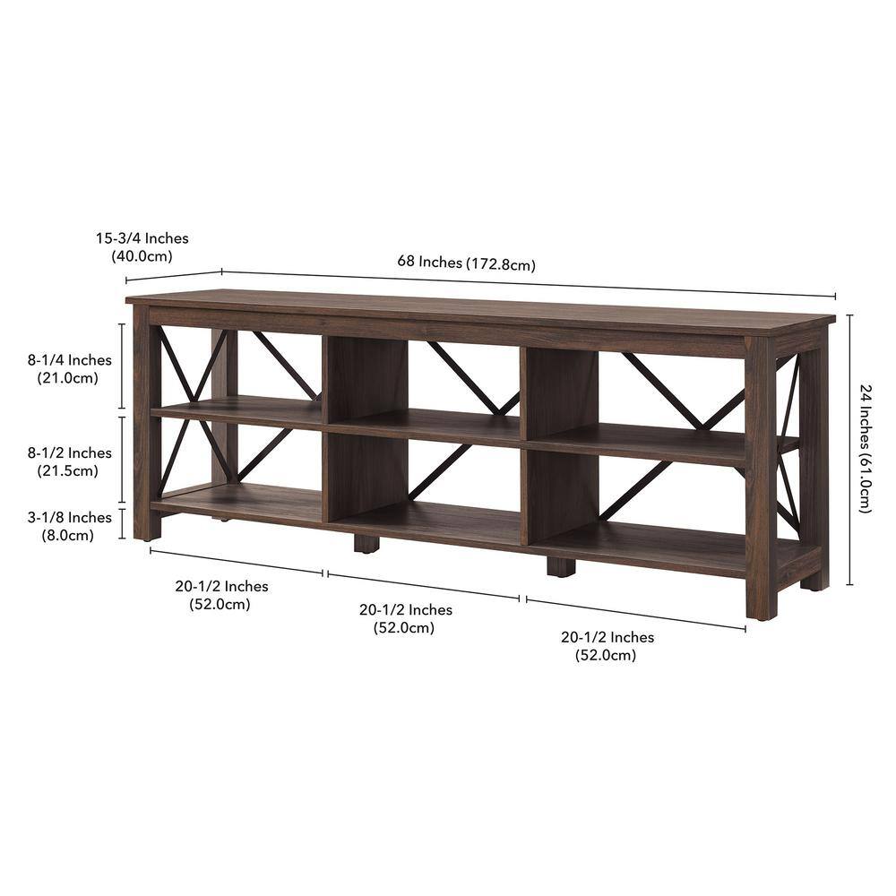 Sawyer 68" Alder Brown Metal Frame TV Stand
