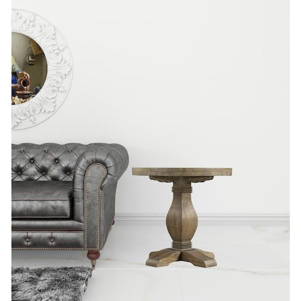 HomeRoots Charlie 26 in. Natural Round Wood End Table